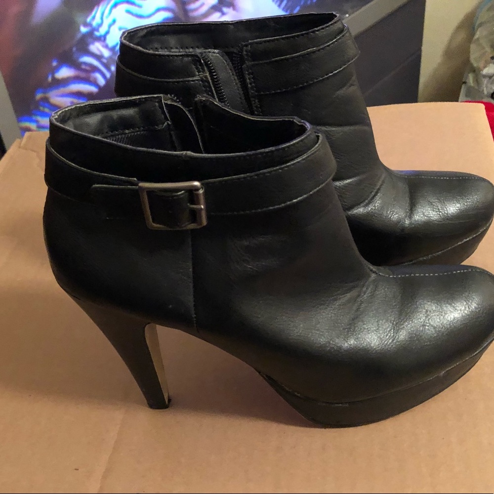 Black leather ankle boots